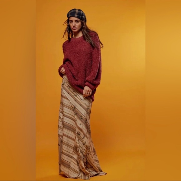 Free People Imogene Maxi Skirt Peach Combo NWOT - Picture 4 of 9